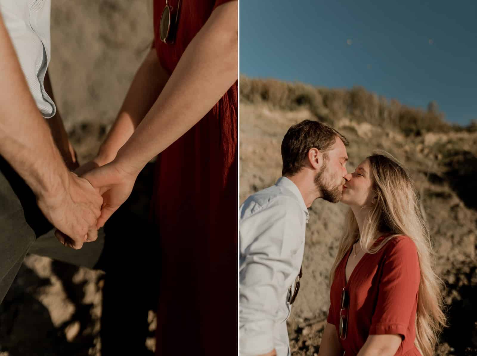 photographe vidéaste couple amoureux plage normandie engagement